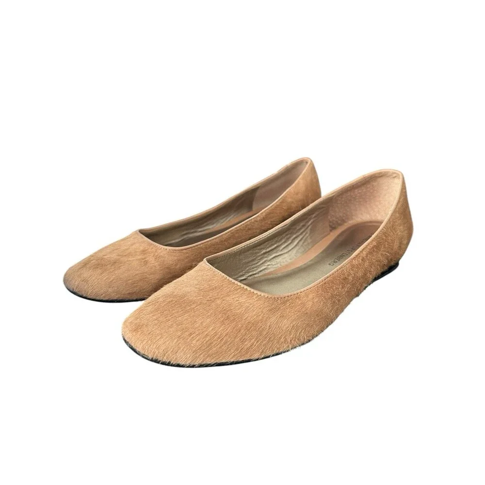 Diane von Furstenberg DVF Camel Calf Hair Ballet Flats Tan Sz 7.5 M Brazil